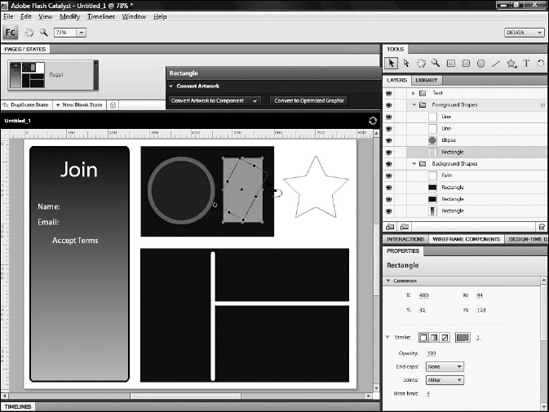 Rotating a shape using the Transform tool