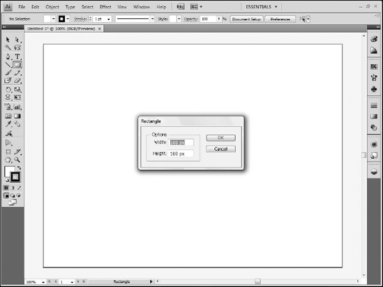 The Rectangle tool dialog box