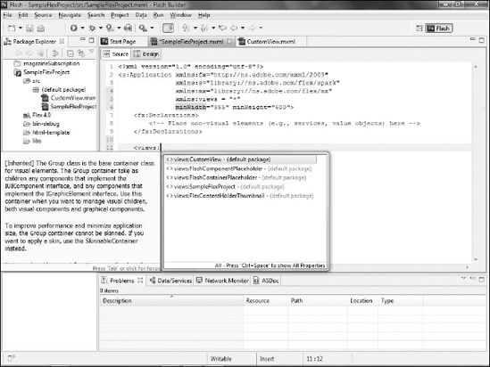 Code hinting a custom component in Flash Builder 4