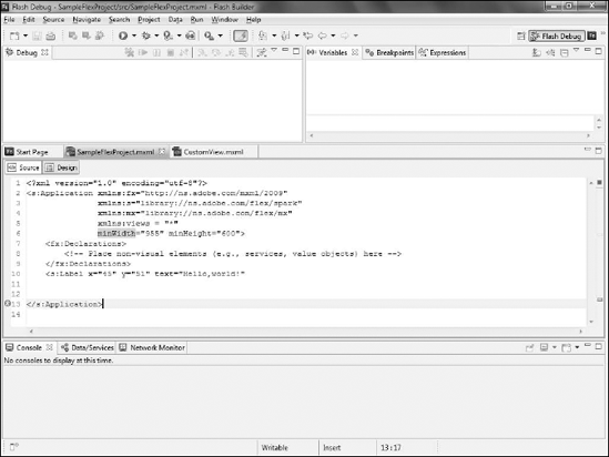 The Debugging Perspective in Flash Builder