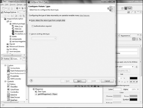 The Configure Return Type dialog box