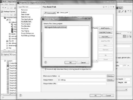 The Flex Build Path tab of the Project Properties