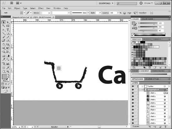 Drawing the first shopping cart ellipse.