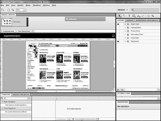 The project after importing the assets for each of the planned view states. Currently, only the last layer with imported assets, Search State, has its visibility turned on.