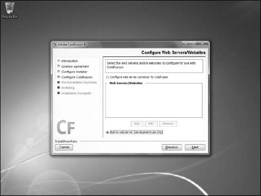 Setting ColdFusion to use its built-in Web server