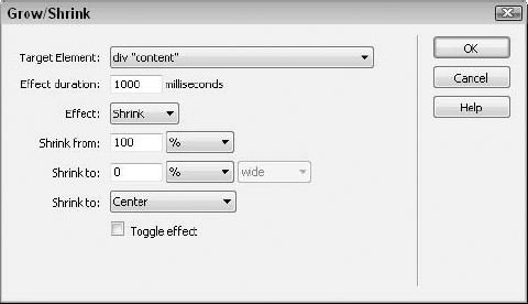 Enlarge or reduce the size of an image interactively with the Grow/Shrink effect.