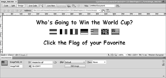 Each flag in this page is more than an image; it's an image field that also acts as a Submit button.