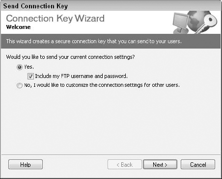 Use the Connection Key Wizard to create and send or store Contribute Connection Keys.
