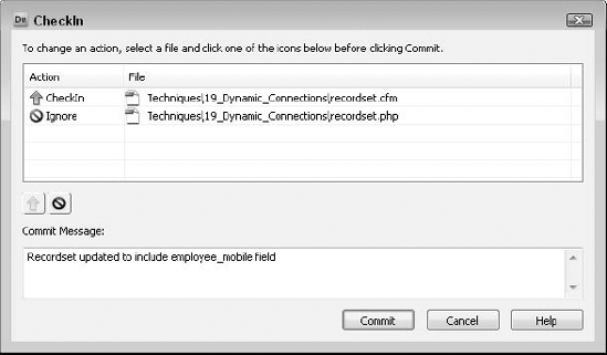 You can commit or ignore individual files in the CheckIn dialog box.