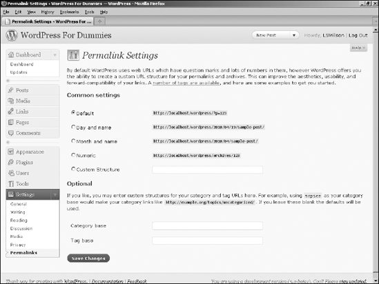 The Permalink Settings page.