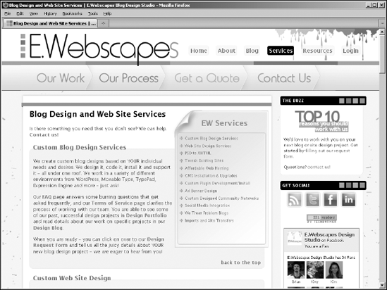 The Services page at E.Webscapes.