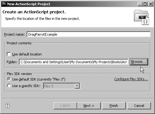 Storing the project in the same folder as a companion FLA file