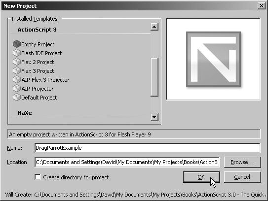 Creating an ActionScript 3.0 project