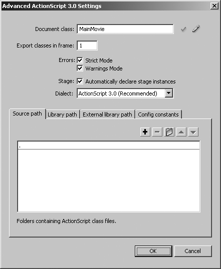 Assigning a document class by way of the Publish Settings dialog box