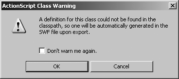 The authoring tool gives a warning before writing the linkage class