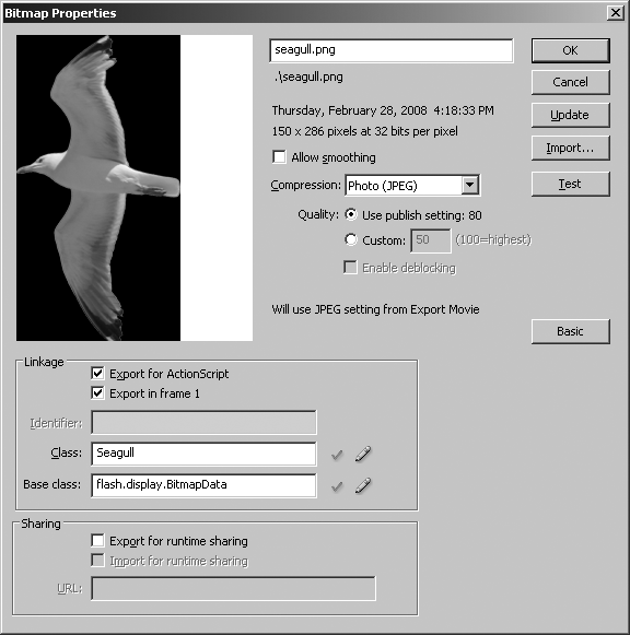 Bitmap dimensions can be obtained from the Bitmap Properties dialog box (seagull photo by Patrick Nijhuis, used with permission)