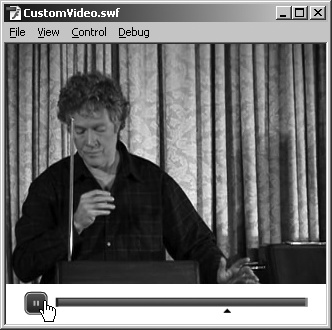 The FLVPlayback component and video-related UI components collaborate, even without ActionScript (theremin performance by Peter Pringle, , used with permission)