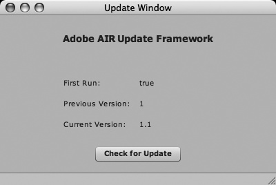 UpdateWindow shows that the first run is now true and the new version is installed.