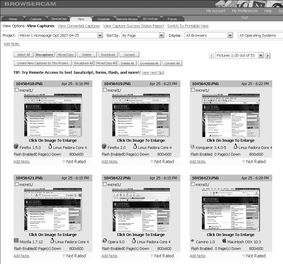 BrowserCam.com renders web pages on different browsers