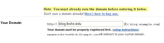 Entering a custom domain name