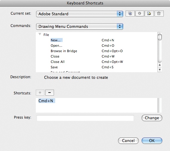 Customizing keyboard shortcuts