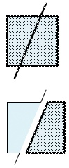 Selecting a square and line created with Merge Drawing mode (top) and selecting and moving a portion of the merged shapes (bottom).