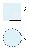 Selecting using the Lasso (top) and Subselection tools