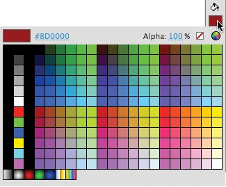 Pop-up color palette, accessed from the Tools panel