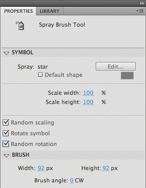 Spray Brush tool properties