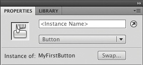 A detail of the Properties panel with your button selected