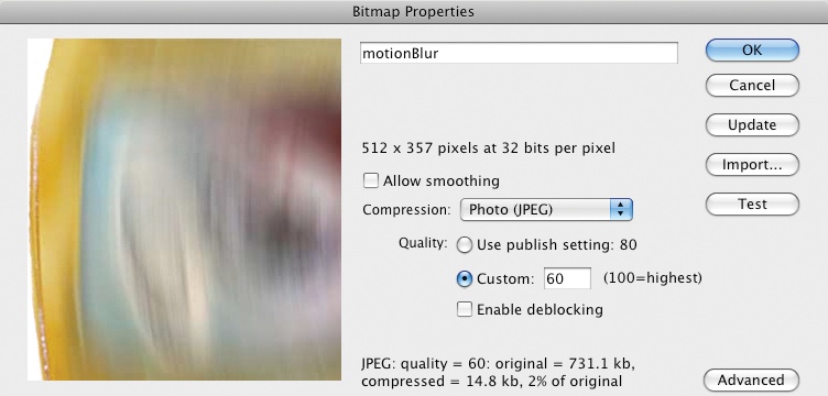 The Bitmap Properties dialog