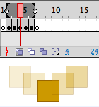 Onion skinning enabled, showing two frames behind and two frames ahead of the current frame