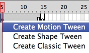 Creating a motion tween using the context-sensitive mouse menu