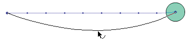 Dragging a straight motion path into an arc with the Selection tool