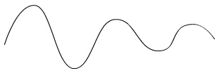 A standard stroke drawn in a tapering sine wave shape