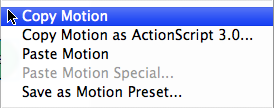 Accessing the Copy Motion command using the context-sensitive mouse menu