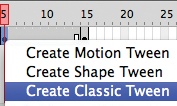 Creating a classic tween using the context-sensitive mouse menu