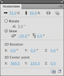 Transform settings for duplicate, shadow-only movie clip