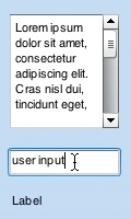 From top to bottom, TextArea, TextInput, and Label text components in use