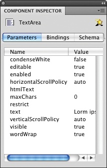 Configuring the TextArea component