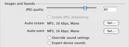 File-wide sound-related publish settings