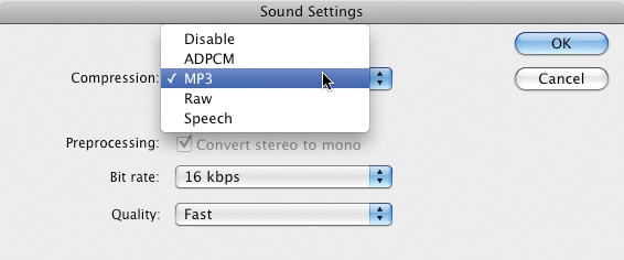 Compression options for internal sounds applied file-wide