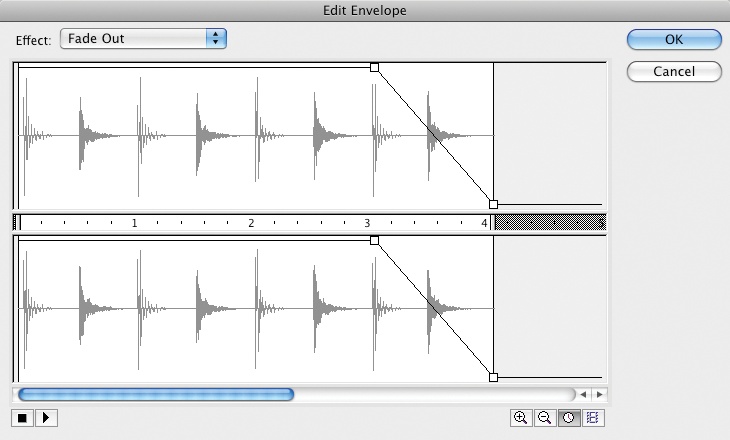 Fading a sound in the Edit Envelope dialog