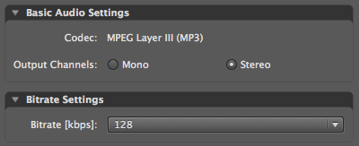 Configuring audio settings in Adobe Media Encoder