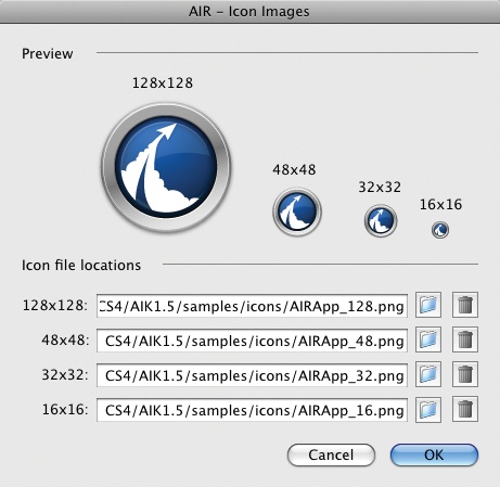 AIR application icon images