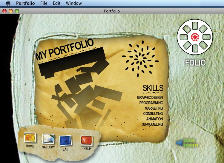 The finished Portfolio Project running as an AIR application