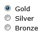 In this option button set, Gold is the default choice.