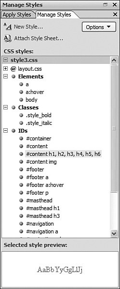 When Categorize by Type is selected, each type of style acts as a top-level member of a nested hierarchy.