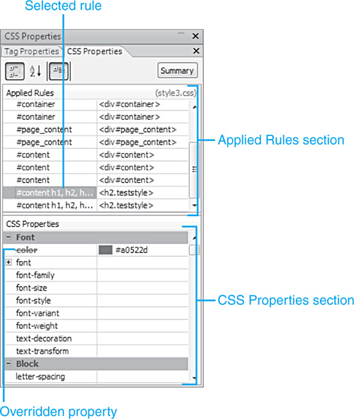 The CSS Properties pane is among Expression Web 2’s most powerful CSS tools.