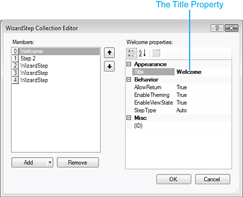 Editing the Title property for each step will make your wizard easier to use.